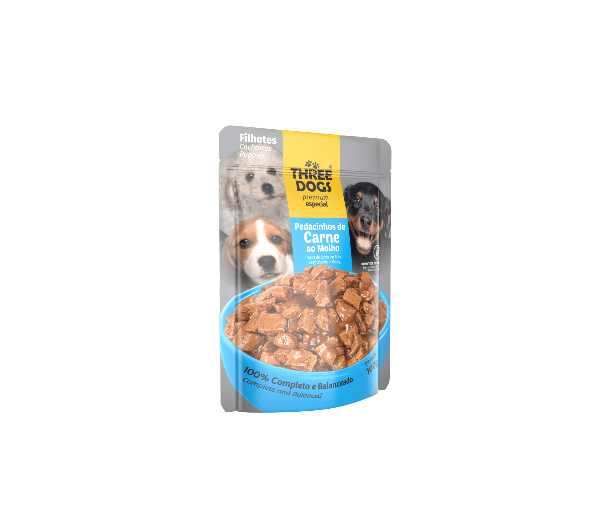 Sachê Three Dogs Original Filhote Carne ao Molho Three Pets